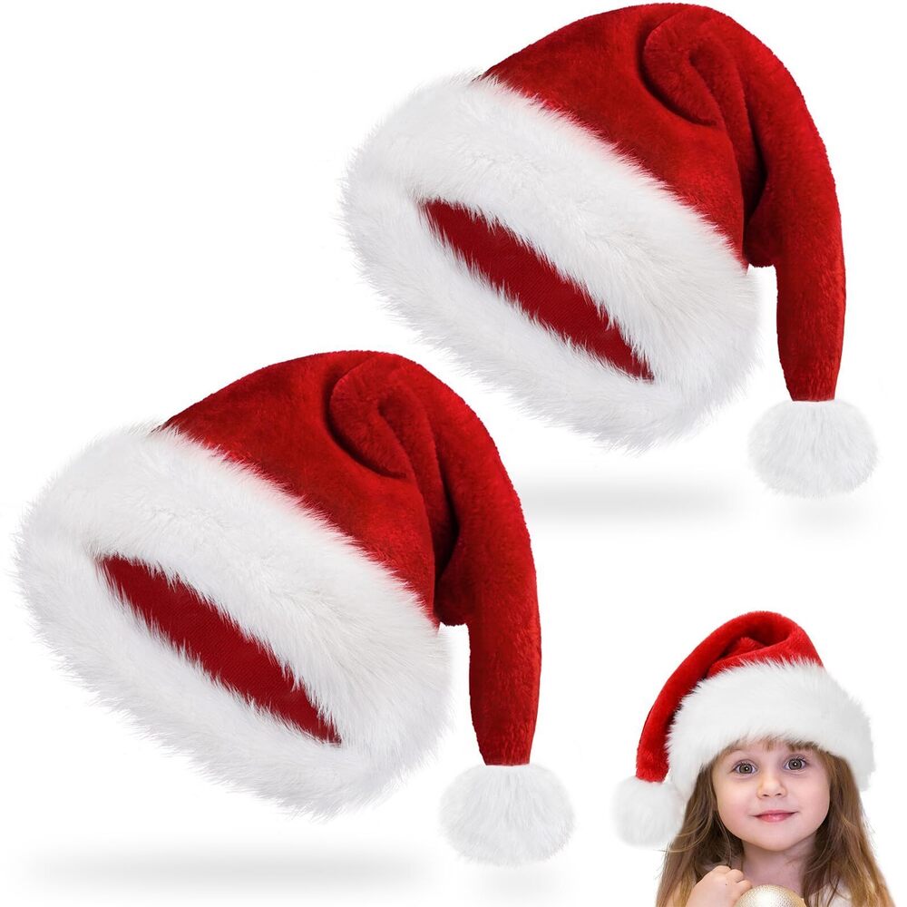 7010 Santa Hat Christmas Hats for Adults Kids, Holiday Unisex Velvet